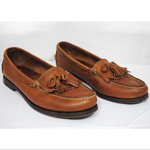 Cole Haan Brown Leather Tassel Slip On Loafer 7 B